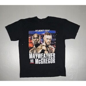 Mayweather Vs McGregor T-Shirt Mens Large Black Boxing Las Vegas Promo Tee